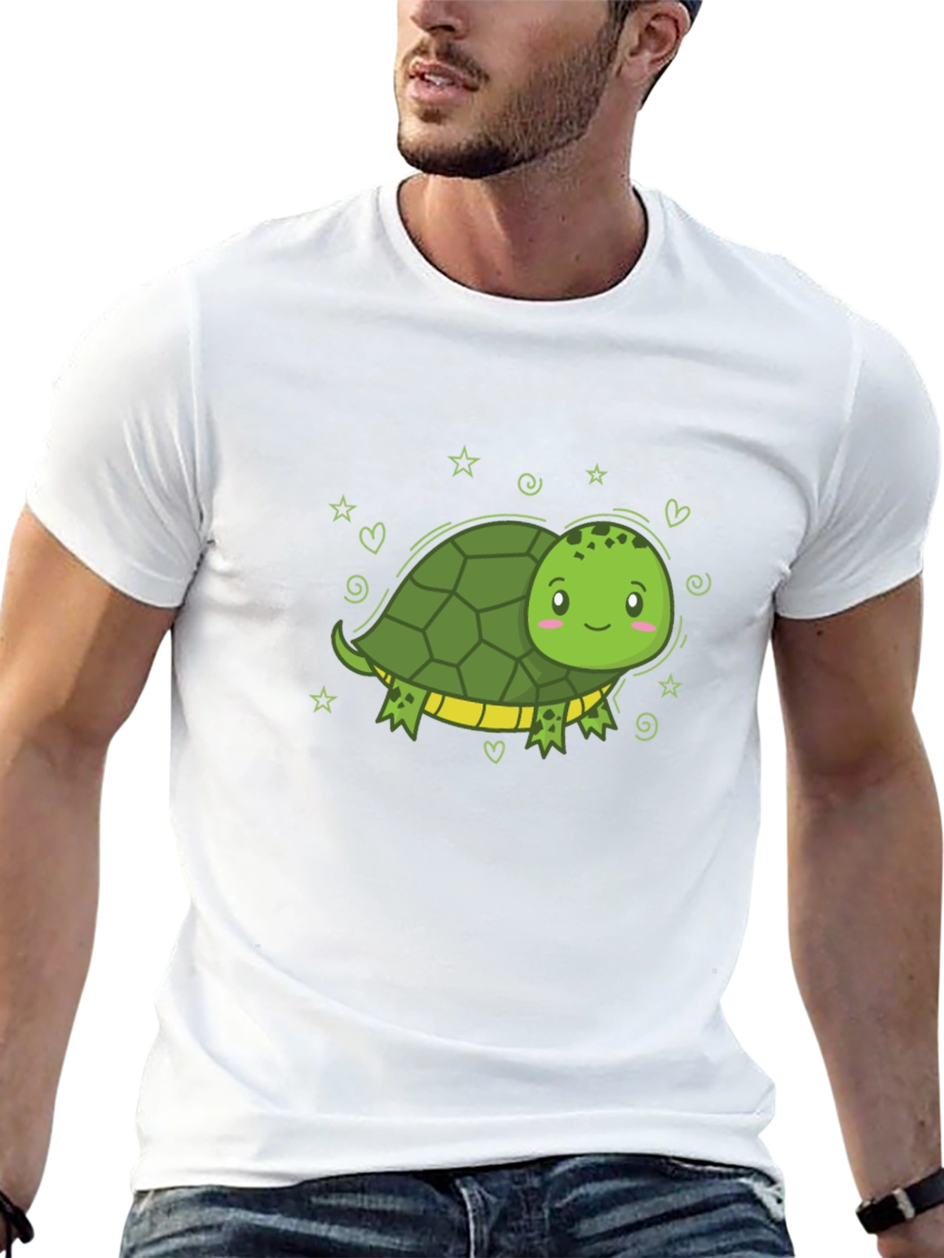 Cute Cartoon Turtle Black T-Shirt