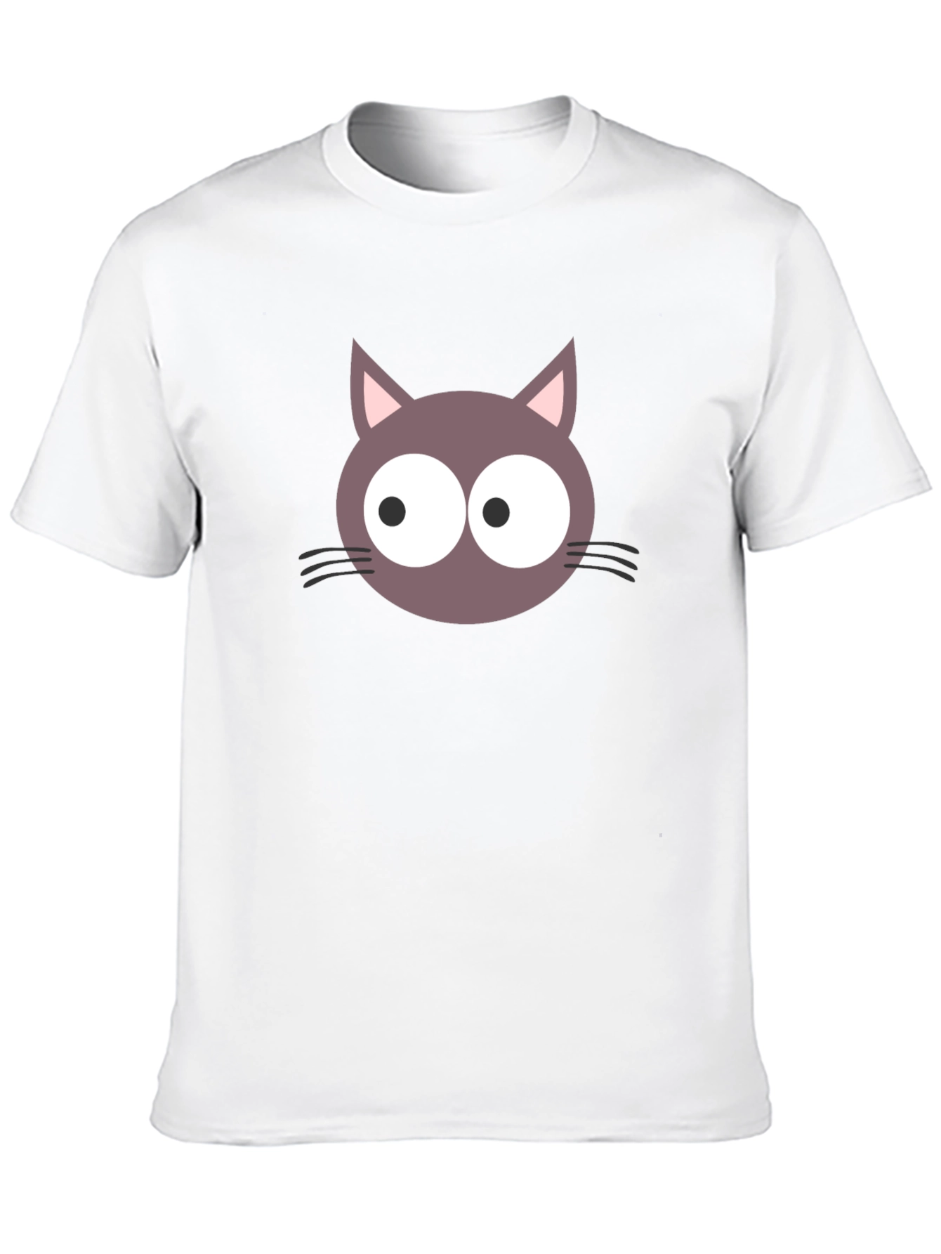 Cartoon Cat Face Graphic T-Shirt - Black