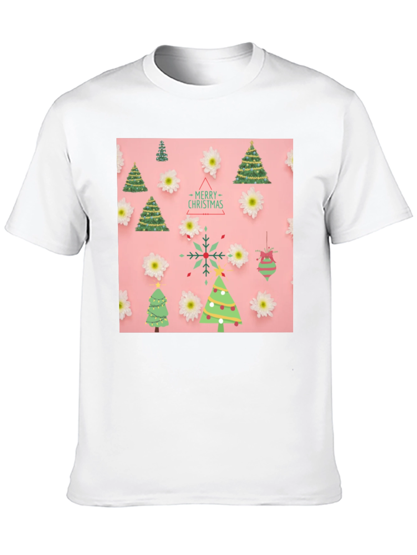 Christmas Tree Pattern Black T-Shirt