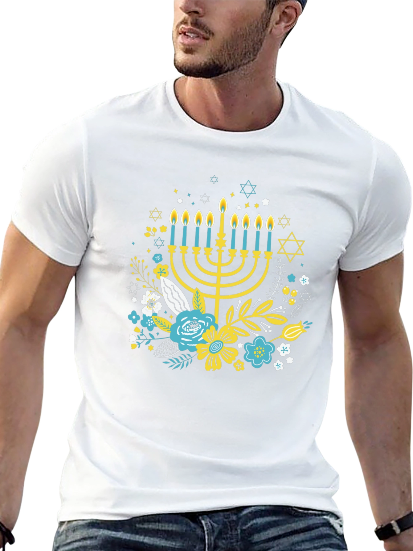 Hanukkah Floral Graphic T-Shirt - Mens