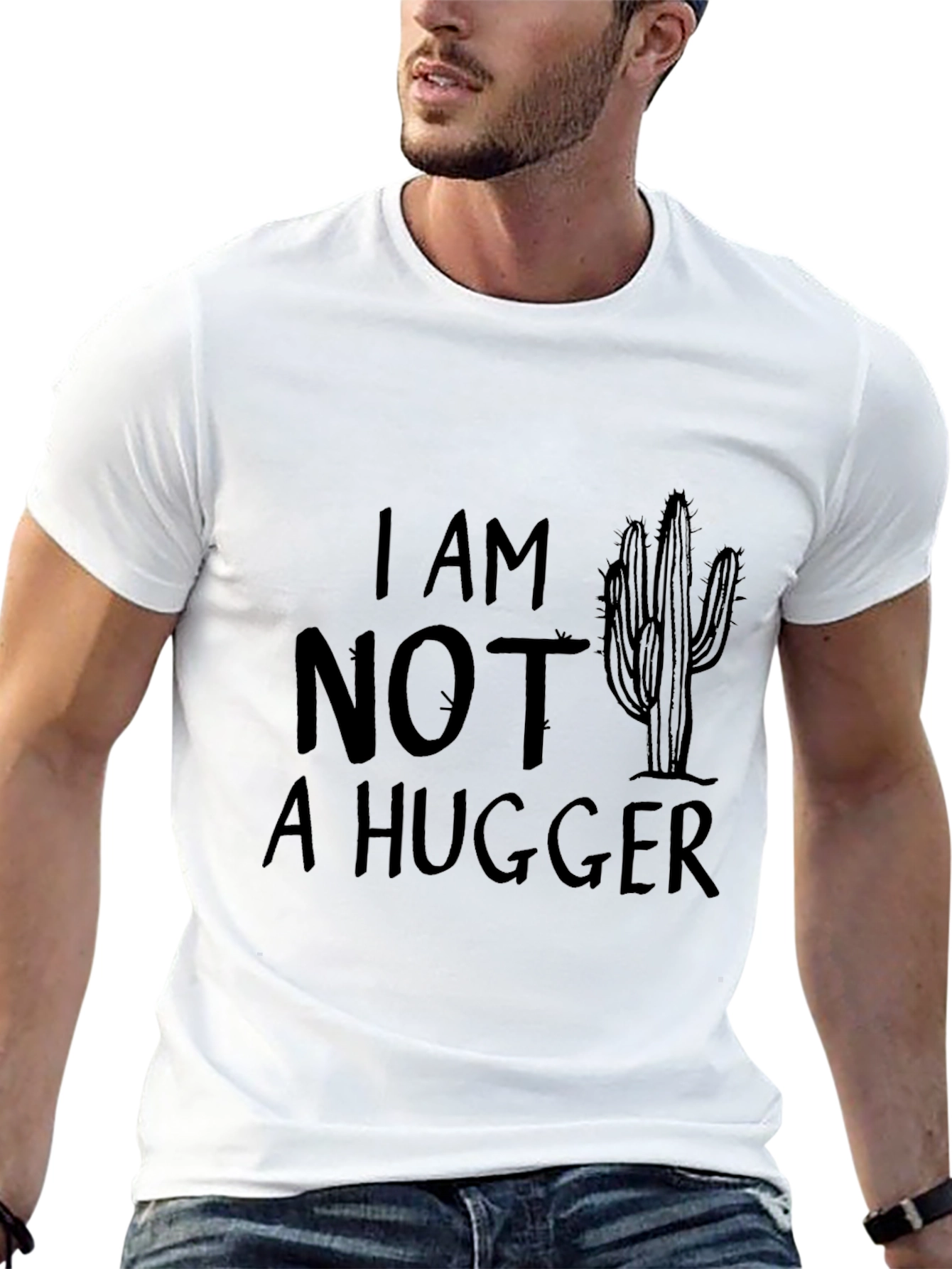I Am Not A Hugger Cactus Graphic Novelty T-Shirt