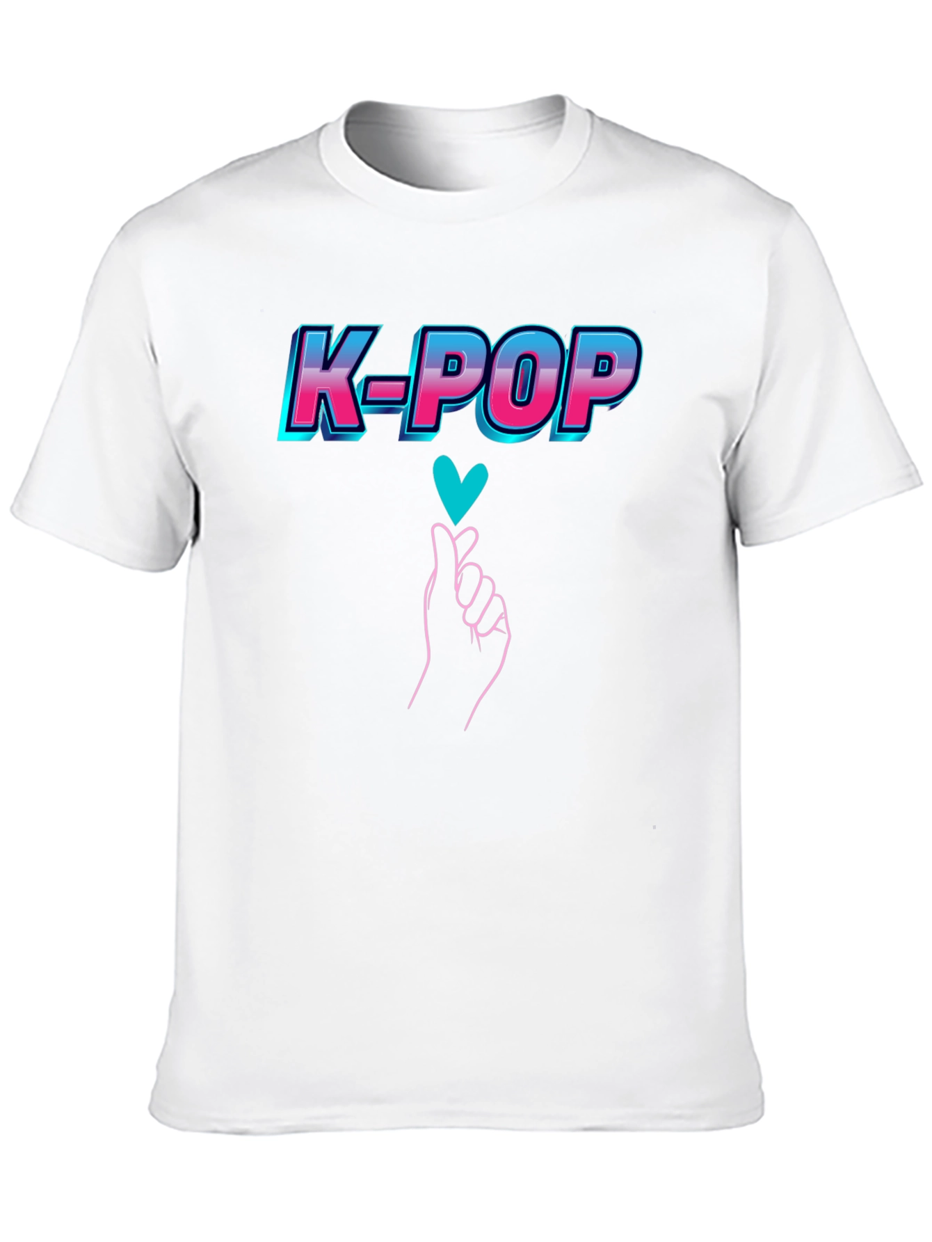 K-Pop Heart Gesture Graphic Tee - Black