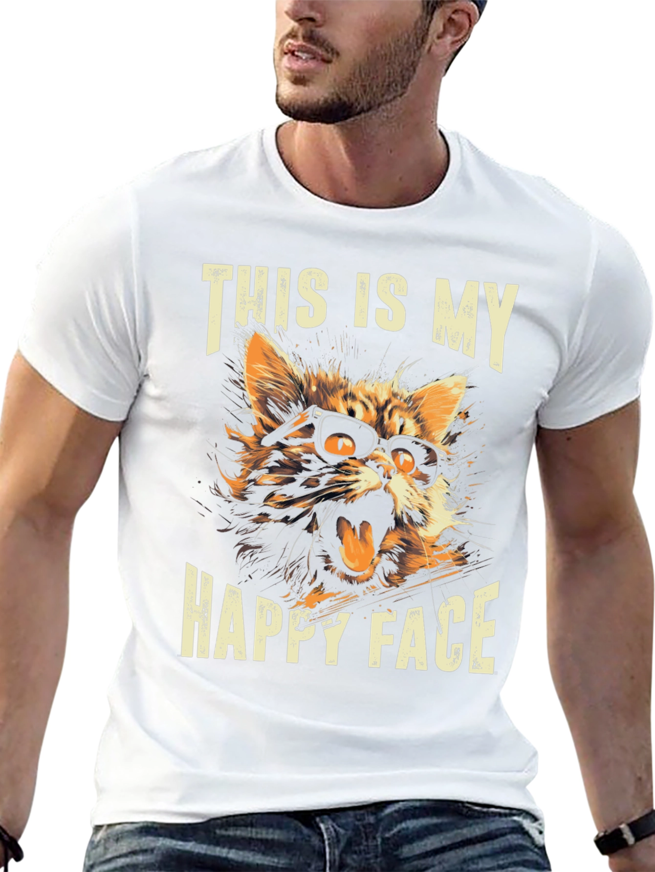 Funny Cat T-Shirt: This Is My Happy Face