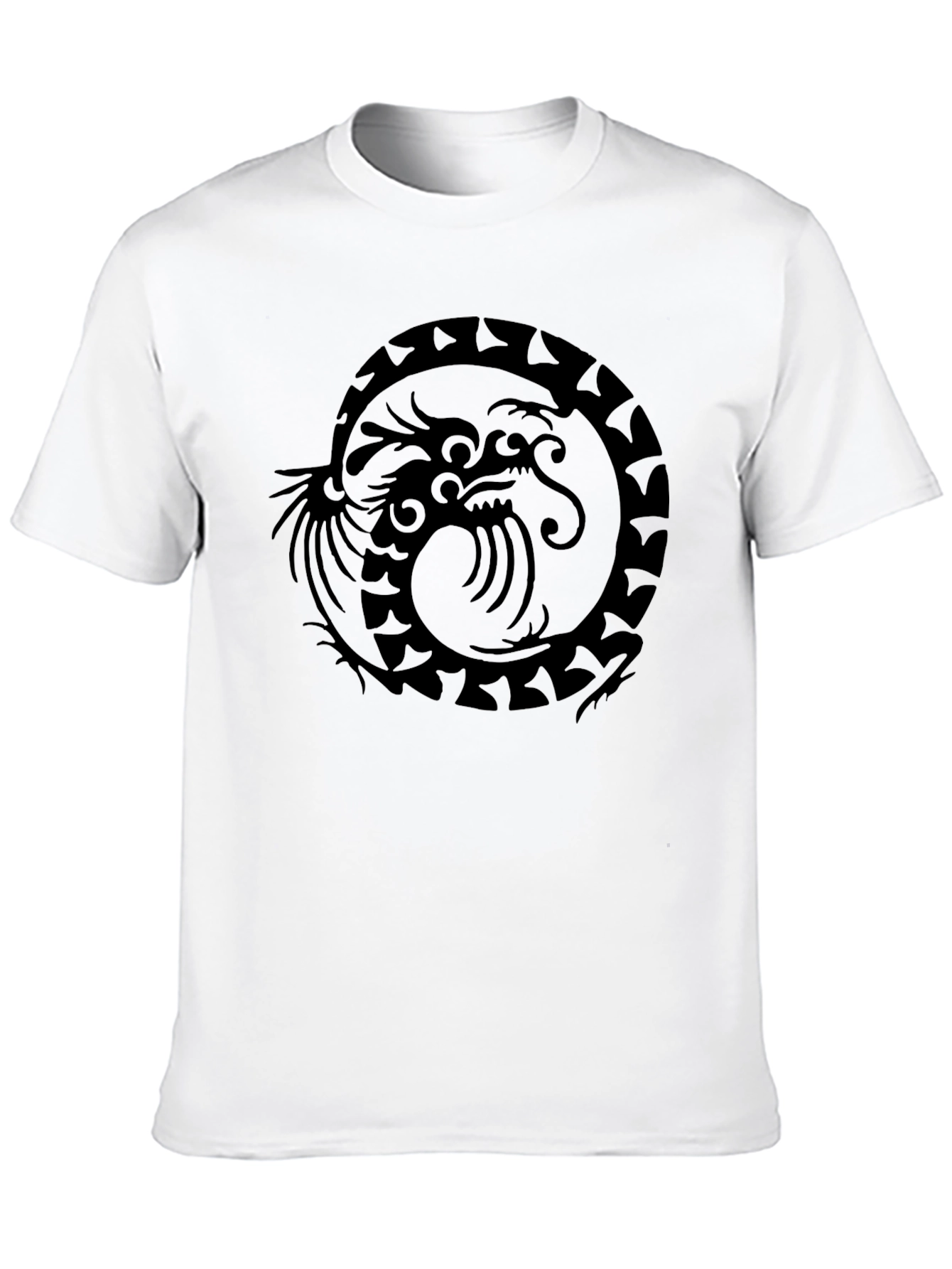 Dragon Circle Graphic Print Mens Black T-Shirt