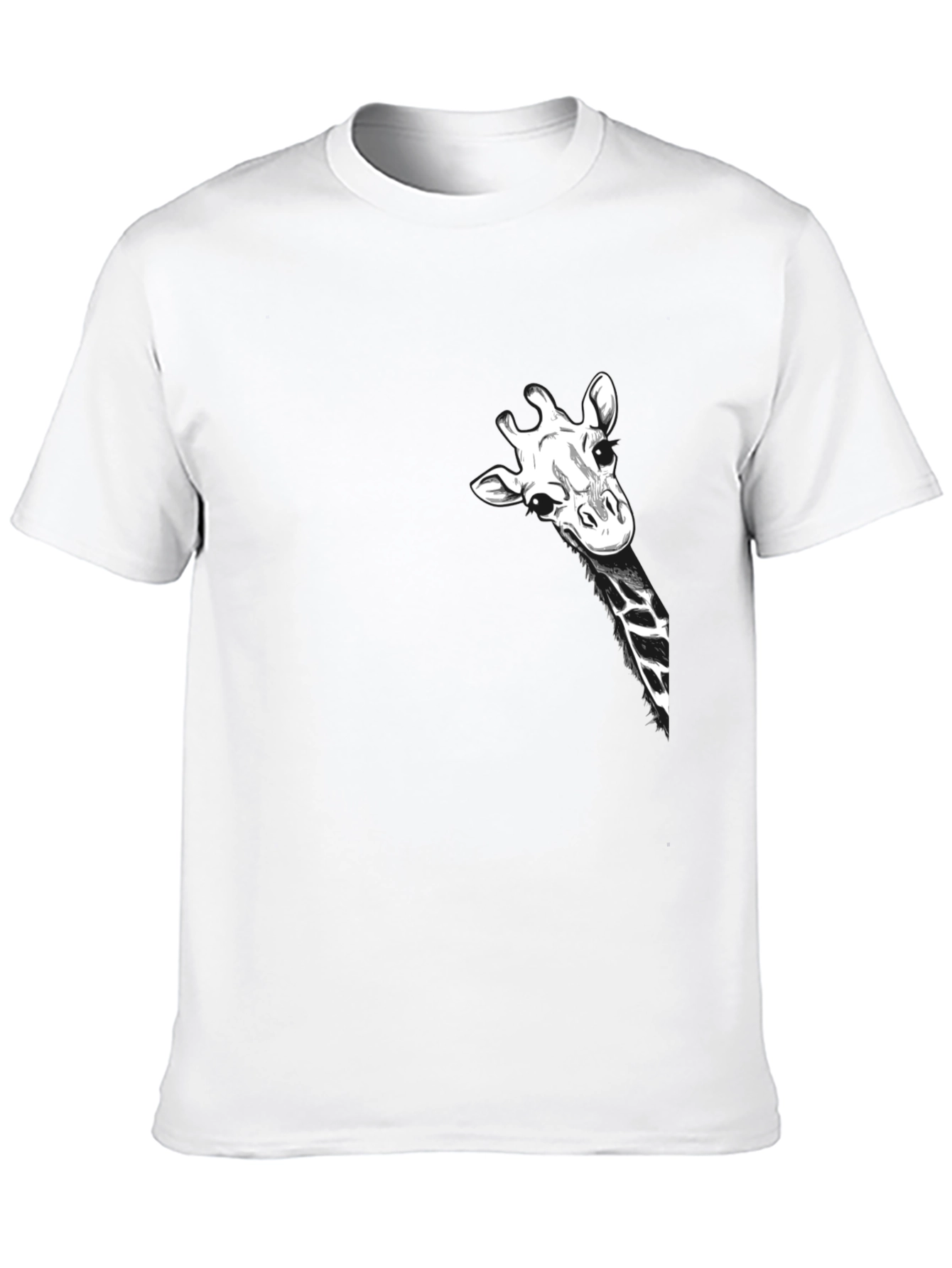 Giraffe Peek Pocket Black T-Shirt - Novelty Tee