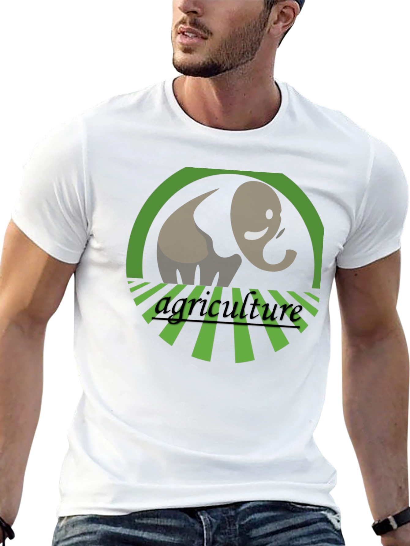 Agriculture Elephant Graphic Tee - Black Cotton Blend