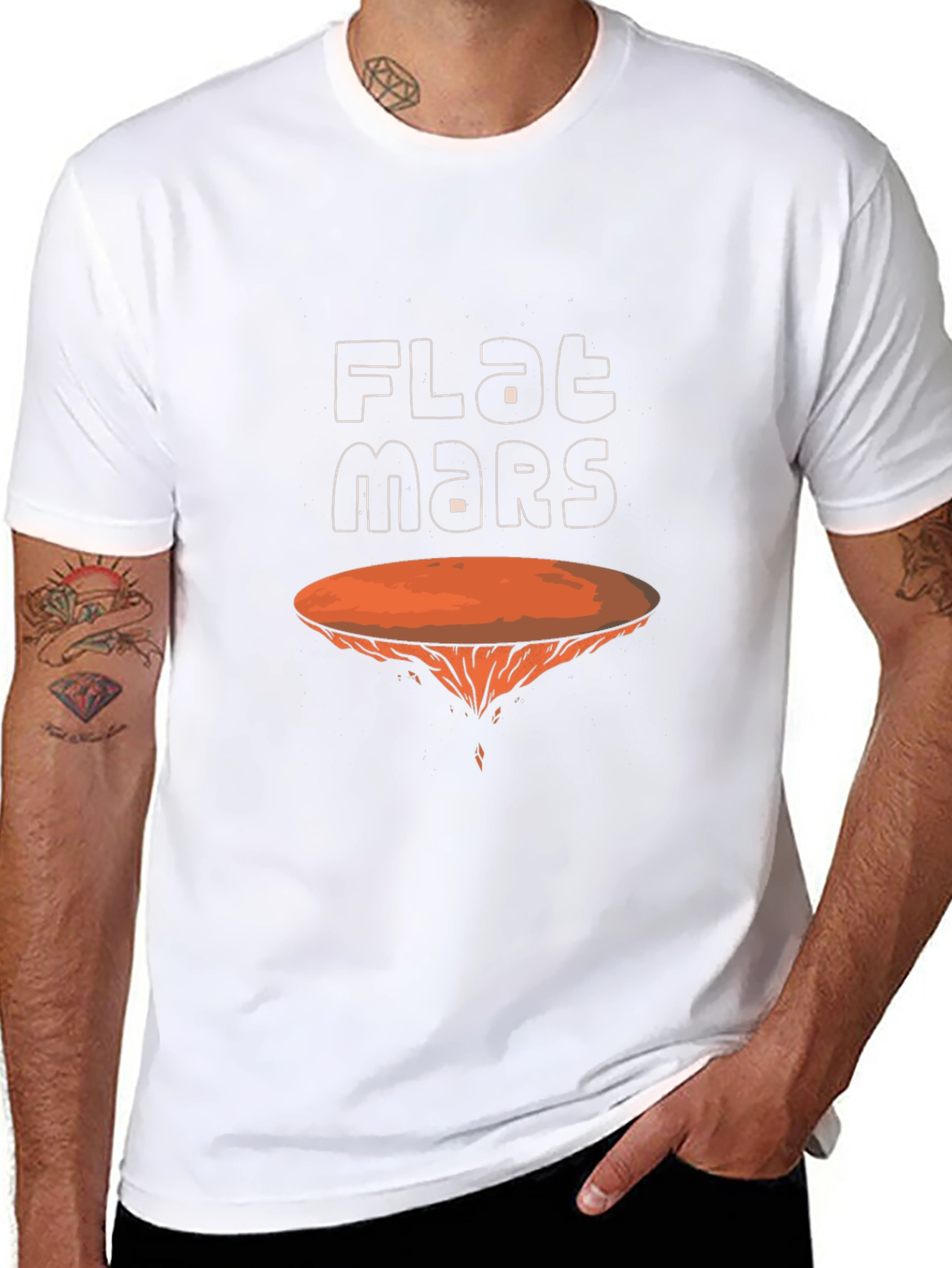 Flat Mars Graphic Tee - Novelty Mens T-Shirt