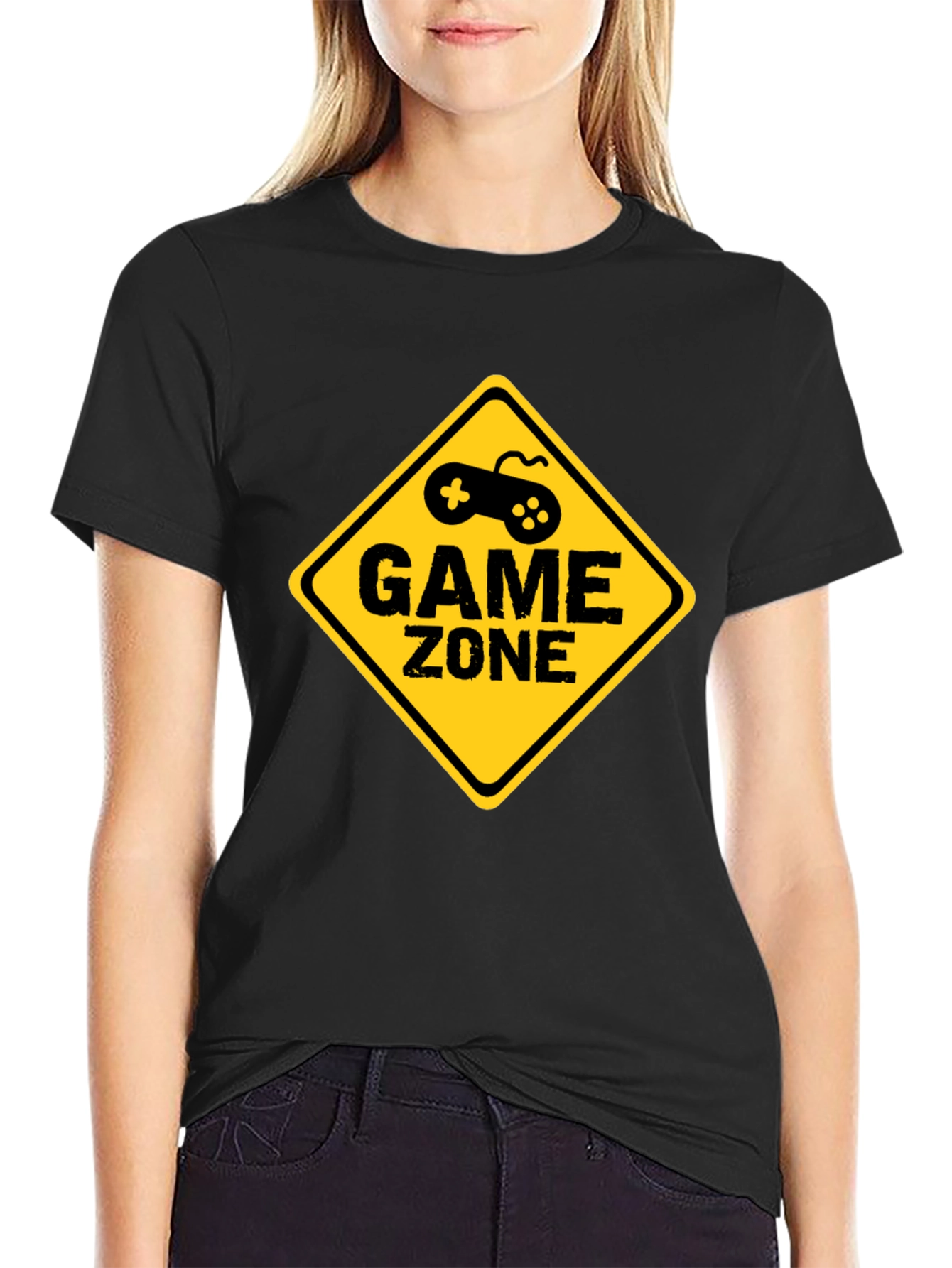 Game Zone Graphic Tee - Black Cotton T-Shirt
