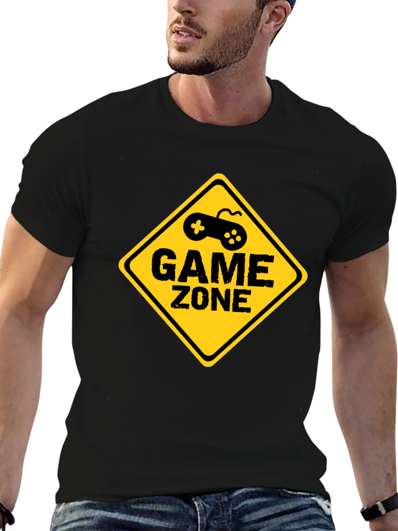 Game Zone Graphic Tee - Black Cotton T-Shirt