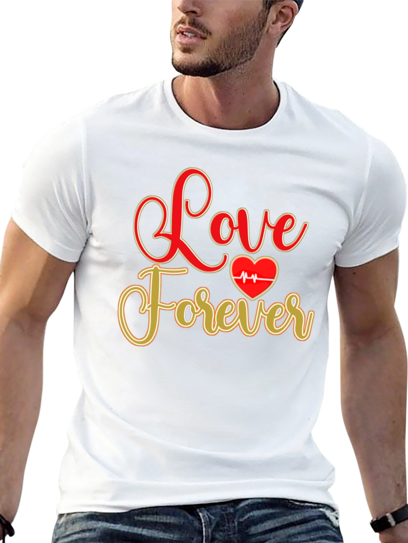Love Forever Valentines Day Graphic Tee - Black