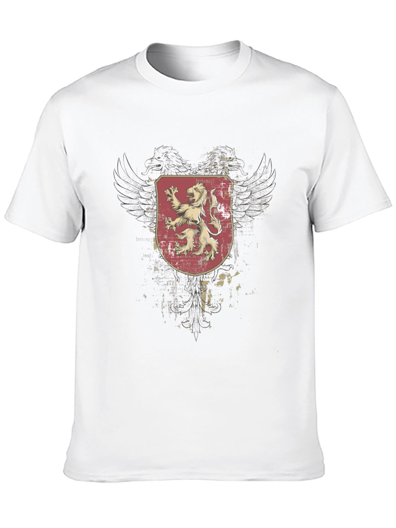 Mens Black T-Shirt with Lion Crest Graphic