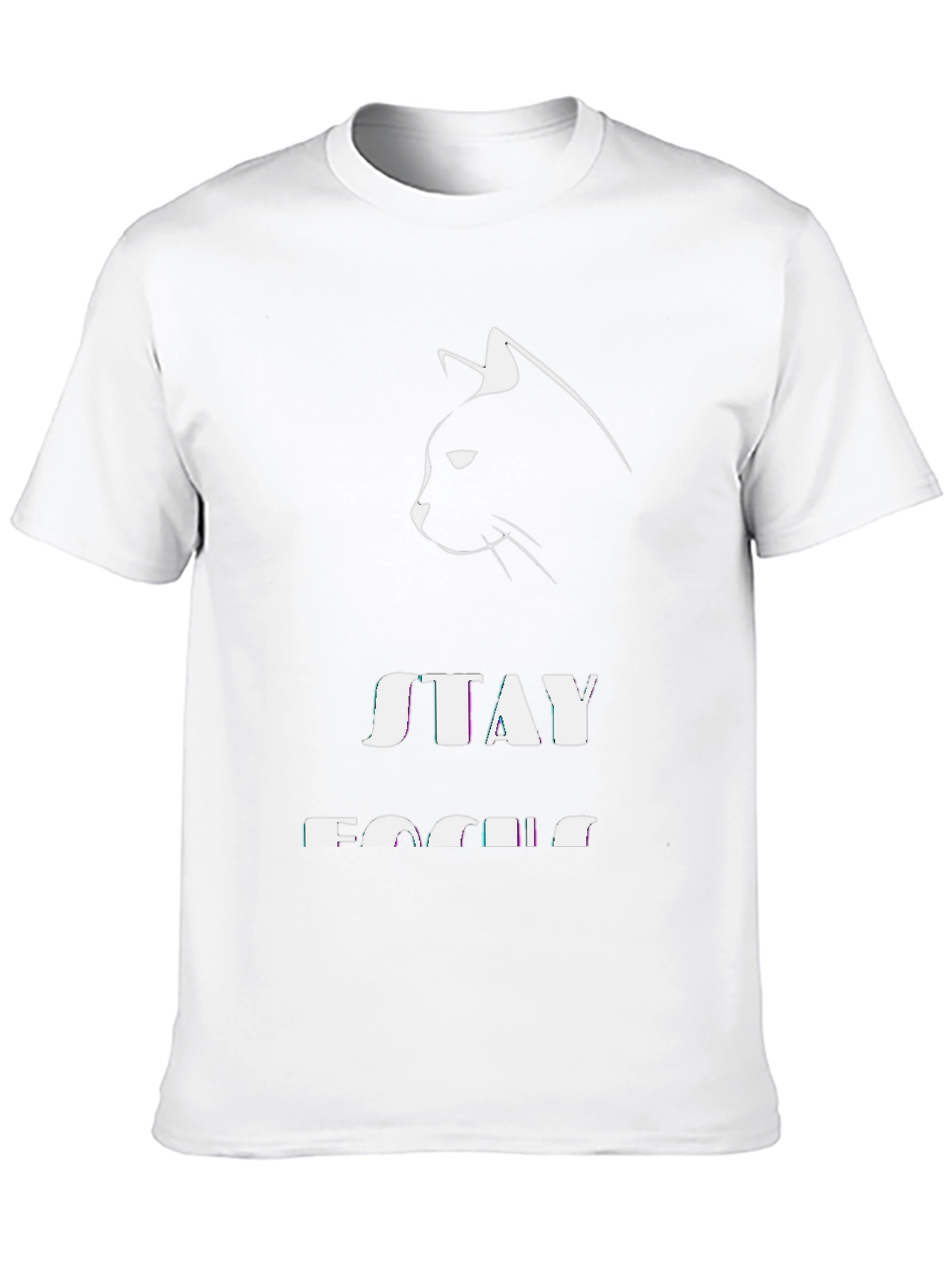 Stay Focused Cat T-Shirt - Black Cotton Tee