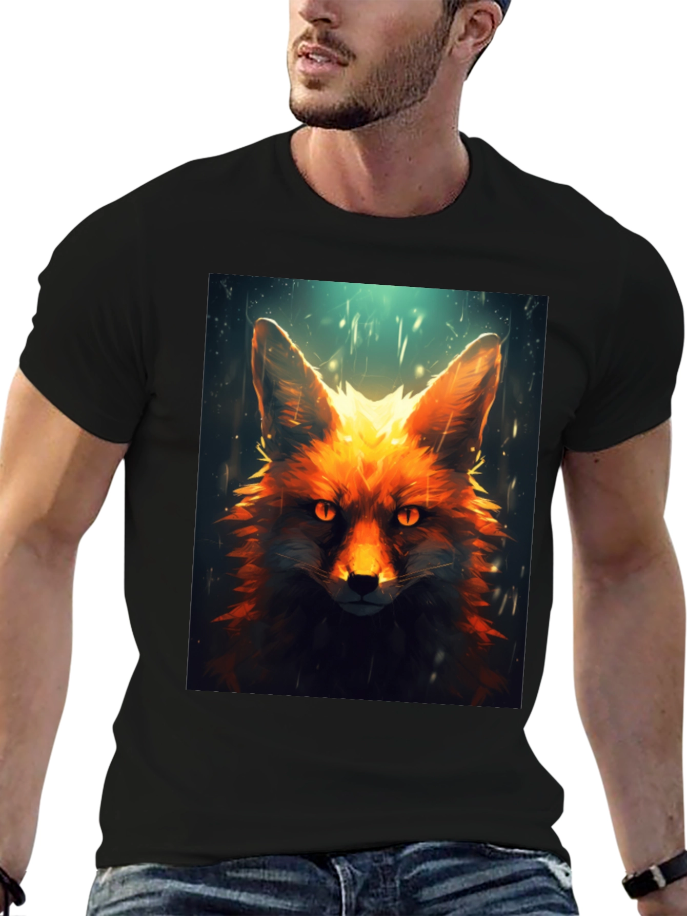 Fiery Fox Graphic Tee - Mens Black T-Shirt