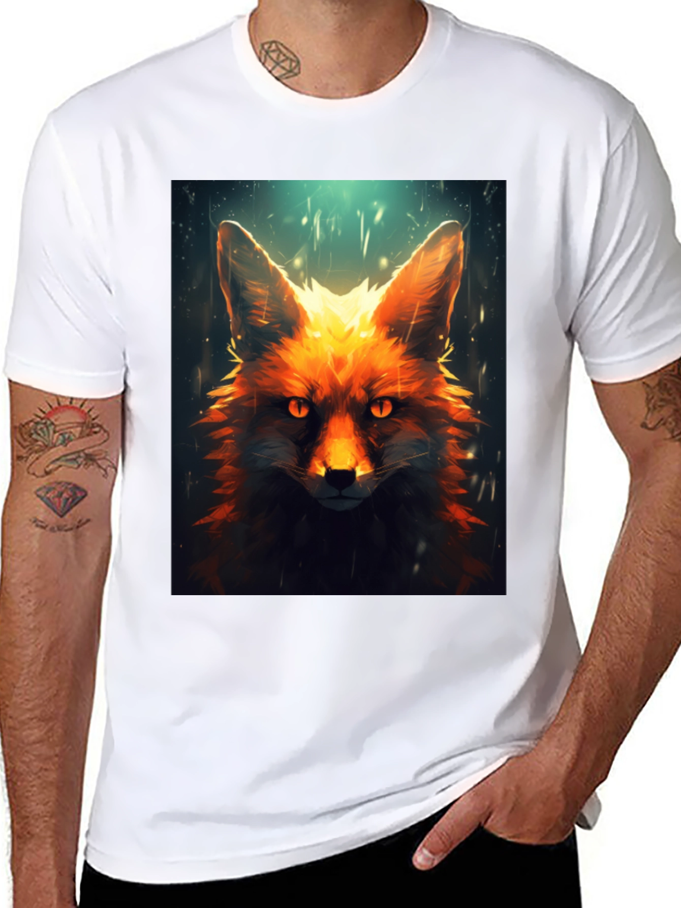 Fiery Fox Graphic Tee - Mens Black T-Shirt