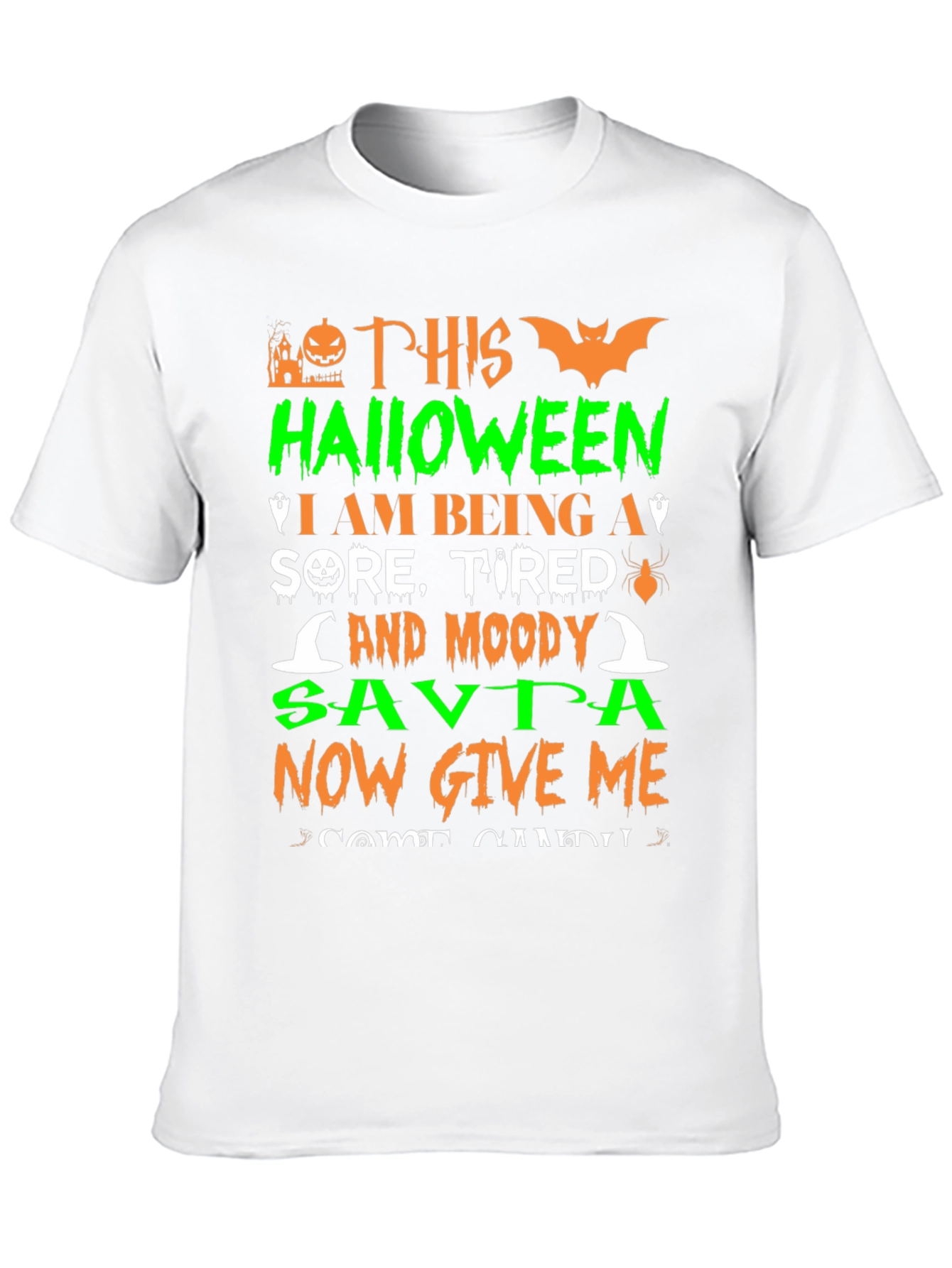Funny Halloween Sore Tired Moody Savta Graphic T-Shirt