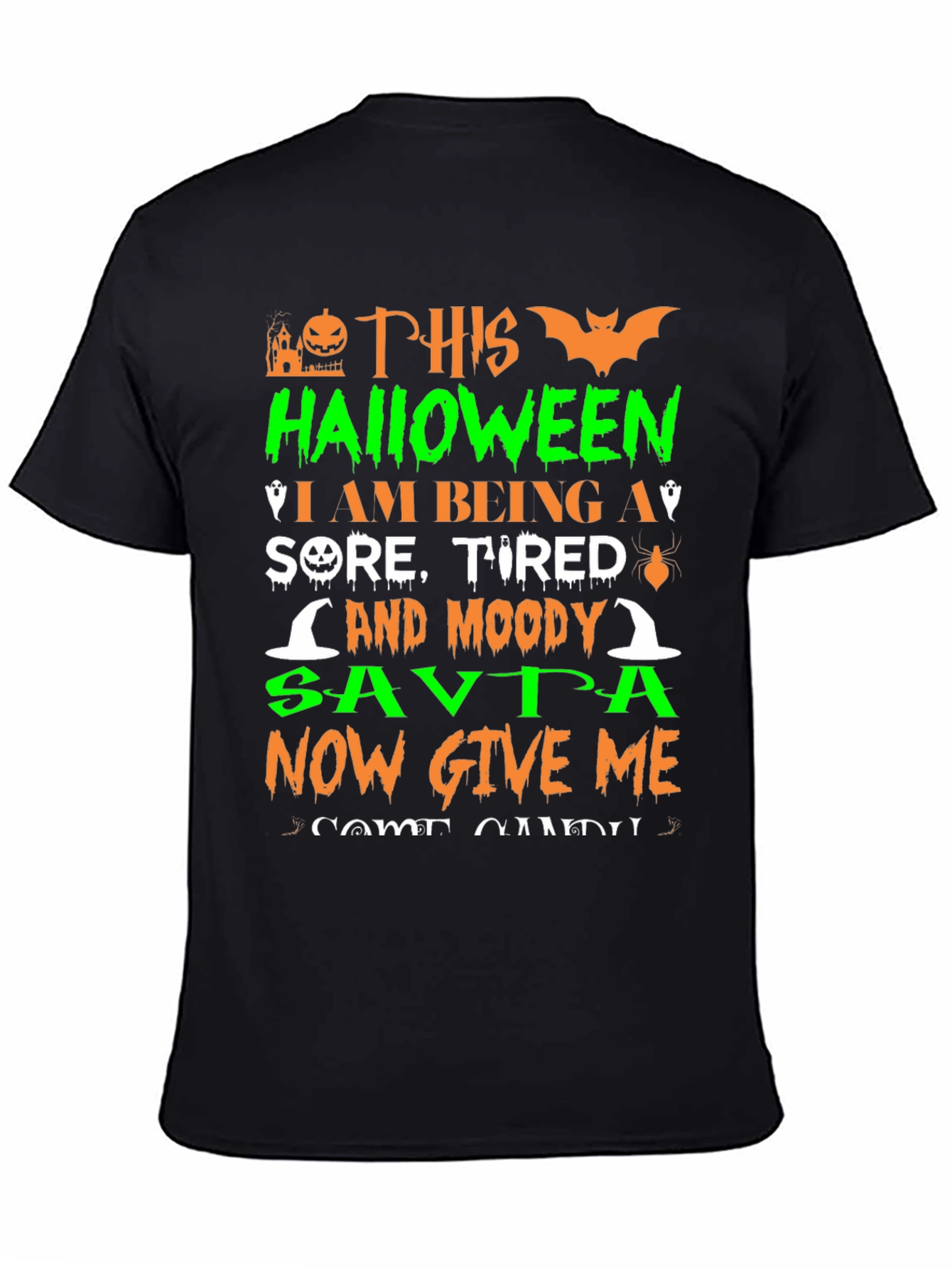 Funny Halloween Sore Tired Moody Savta Graphic T-Shirt