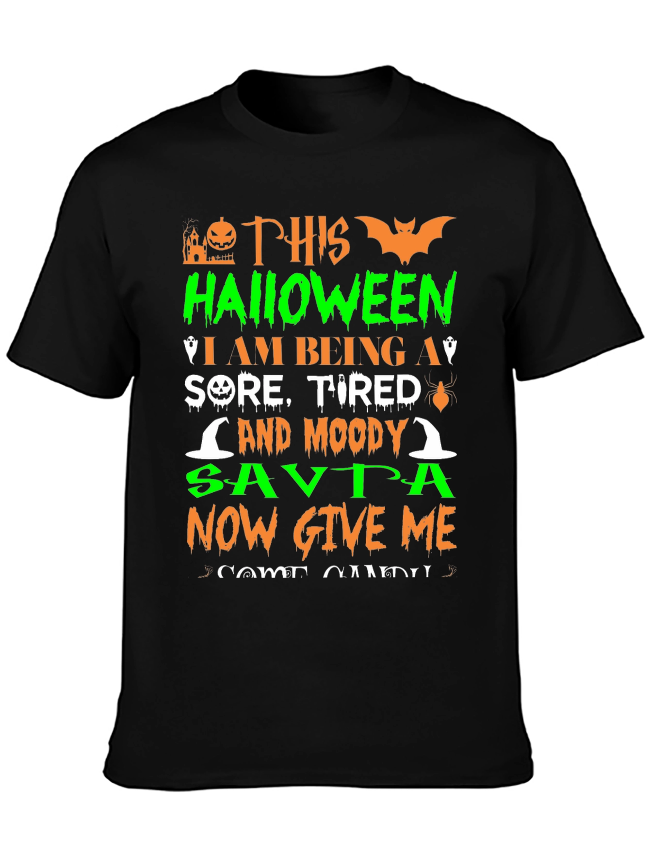 Funny Halloween Sore Tired Moody Savta Graphic T-Shirt