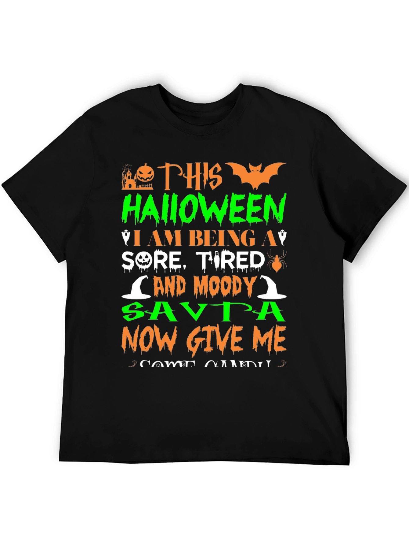Funny Halloween Sore Tired Moody Savta Graphic T-Shirt