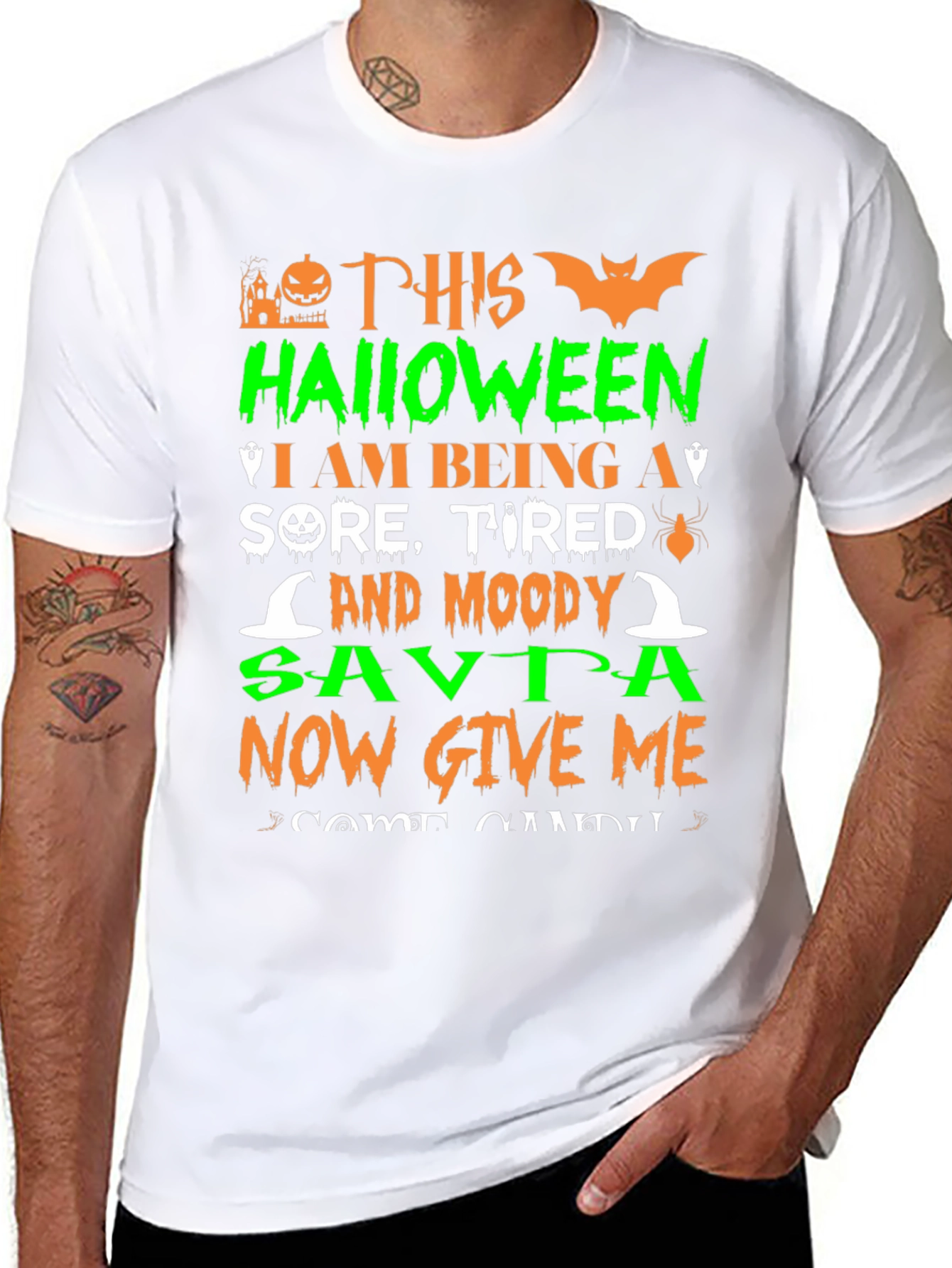 Funny Halloween Sore Tired Moody Savta Graphic T-Shirt