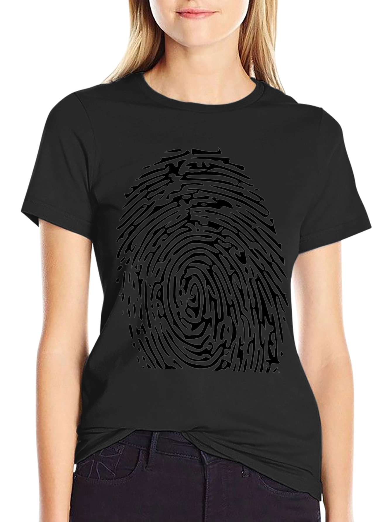 Fingerprint Graphic Black T-Shirt