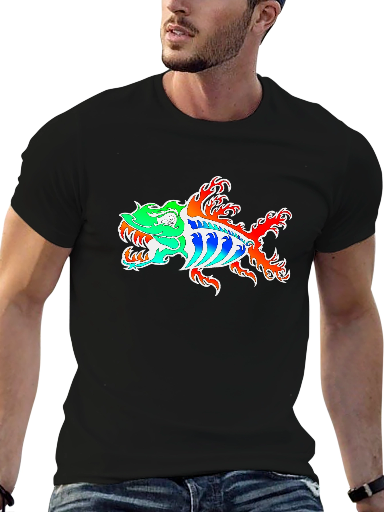 Fish Graphic Tee - Black Cotton Blend