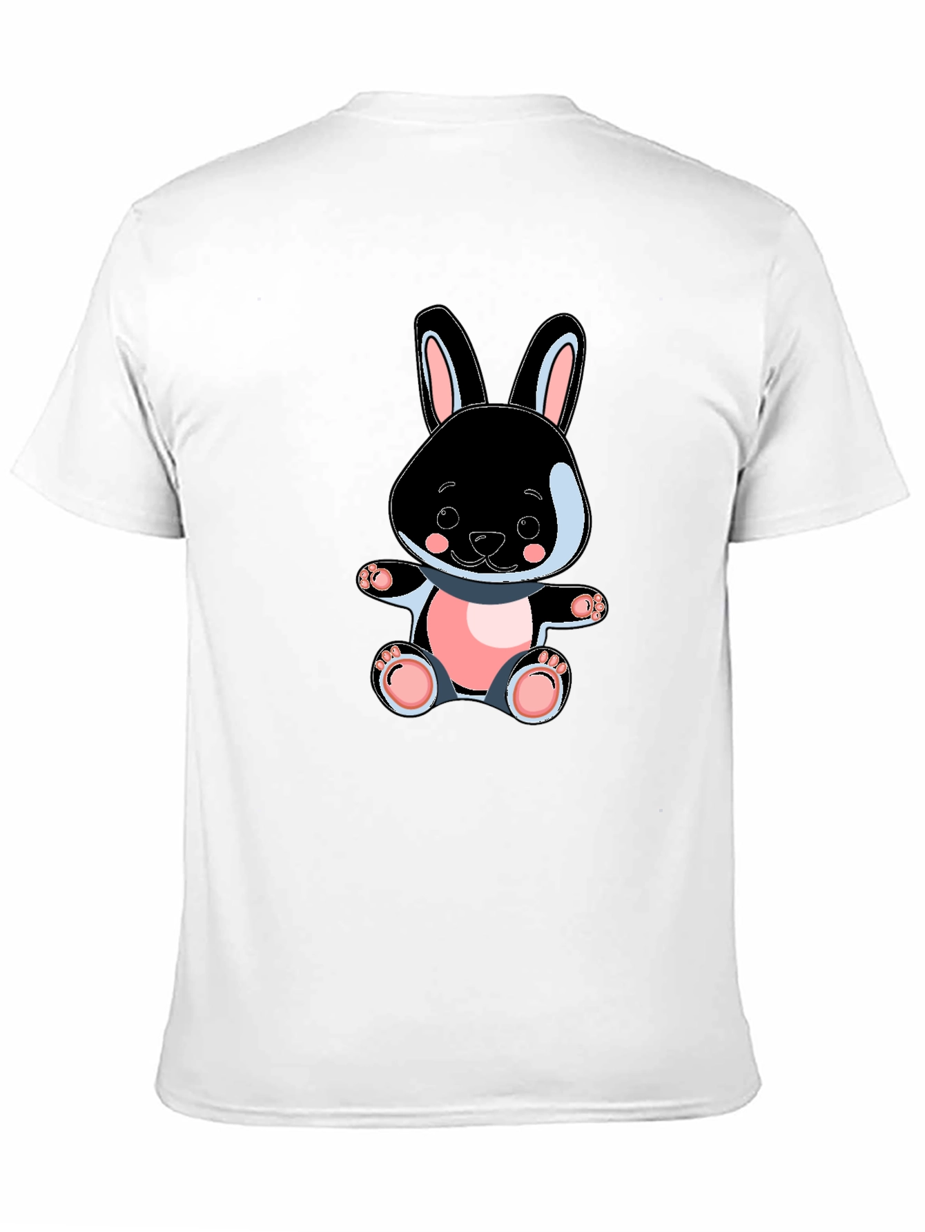 Cute Bunny Graphic Tee - Black Cotton Blend