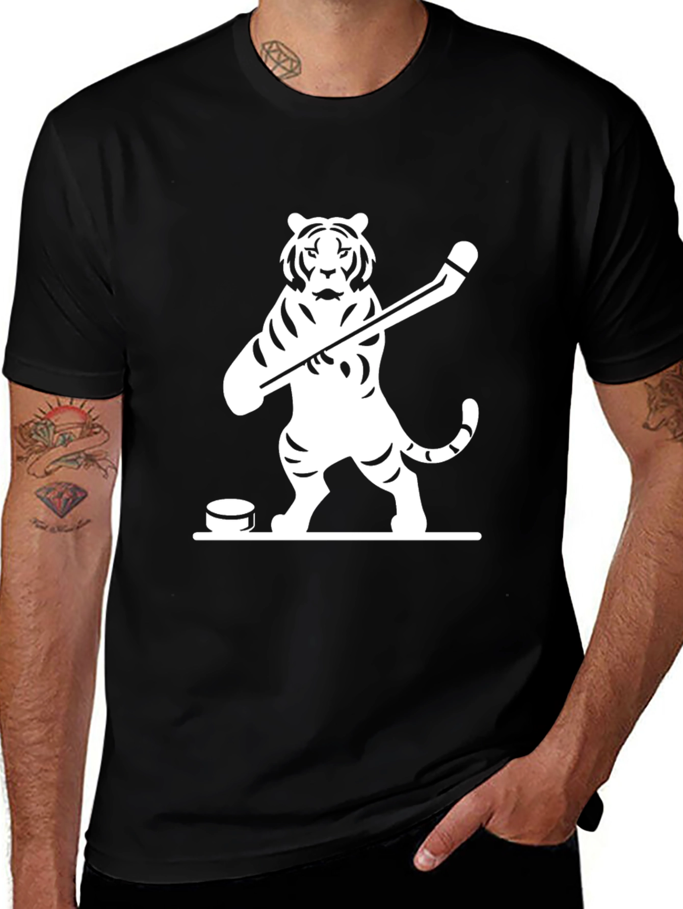 Hockey Tiger Graphic Tee - Black