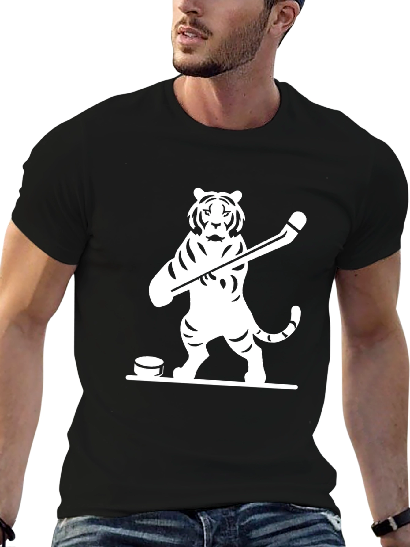 Hockey Tiger Graphic Tee - Black