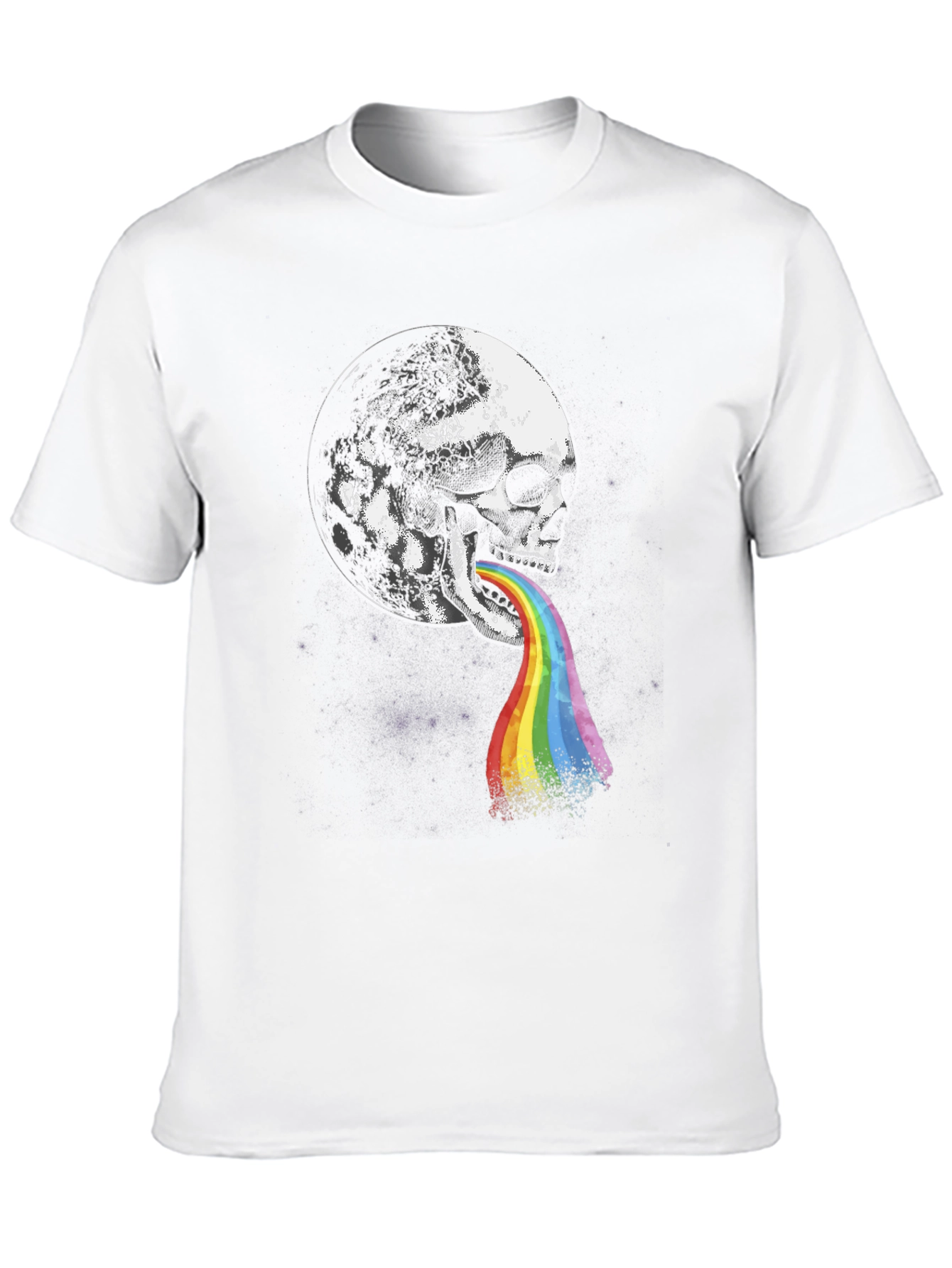 Skull Moon Rainbow Vomit Graphic Tee