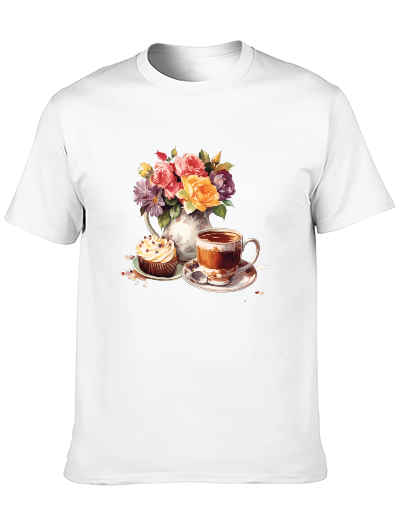 Floral Tea & Cupcake Graphic Tee