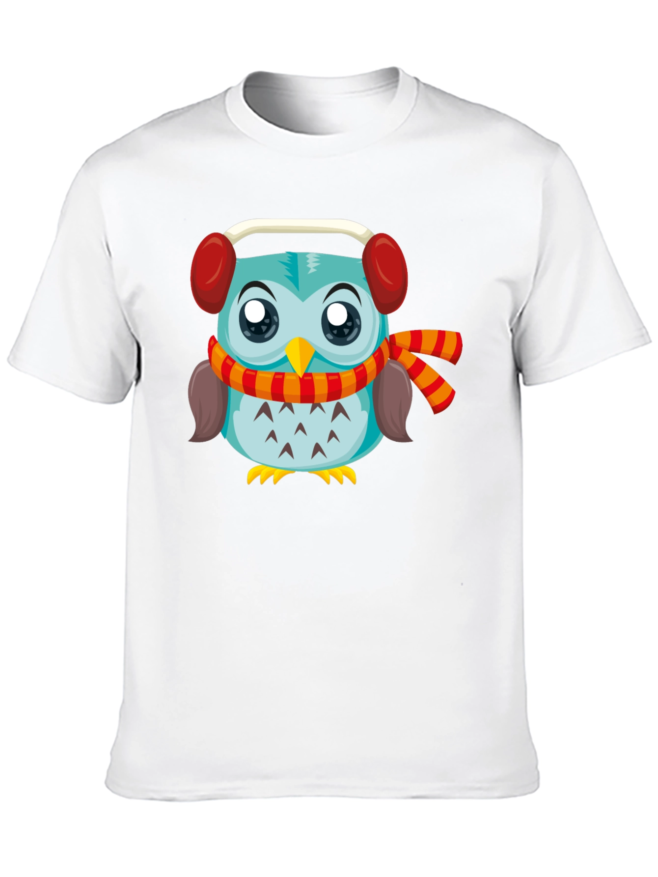 Owl with Earmuffs Graphic Black T-Shirt