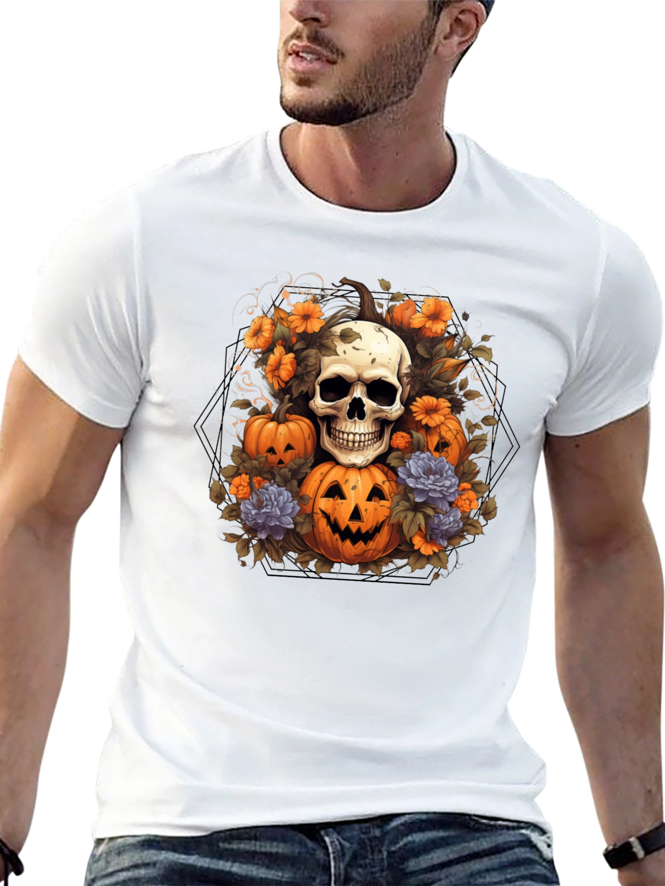 Halloween Skull & Pumpkin T-Shirt