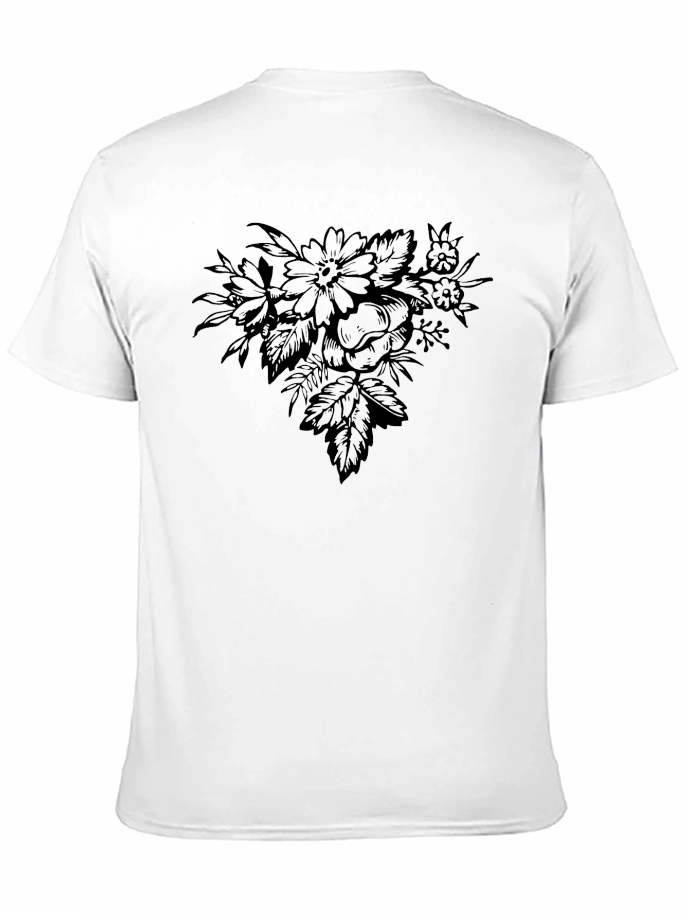 Floral Graphic Print Black Crew Neck T-Shirt