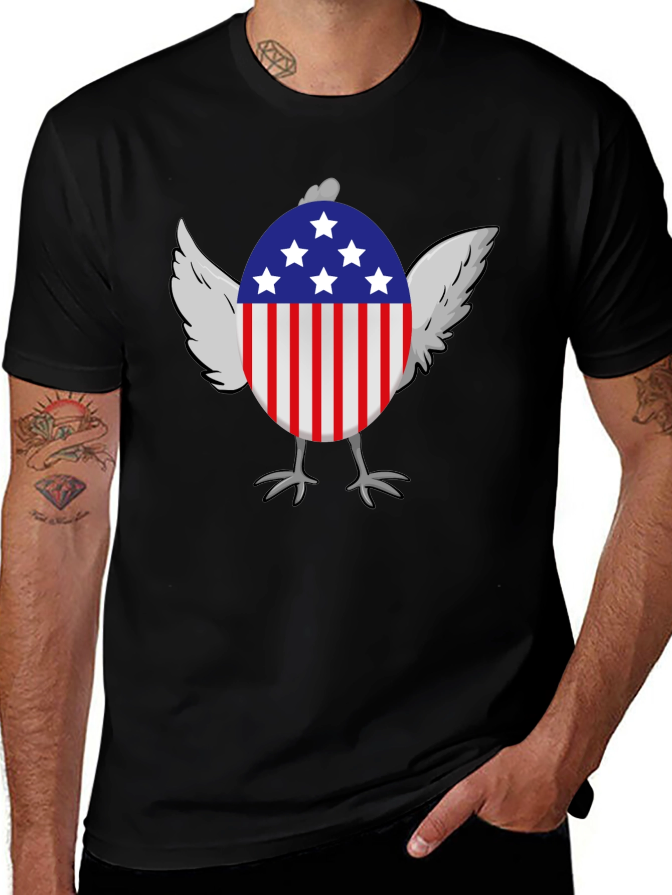 American Chicken Patriotic USA Graphic T-Shirt