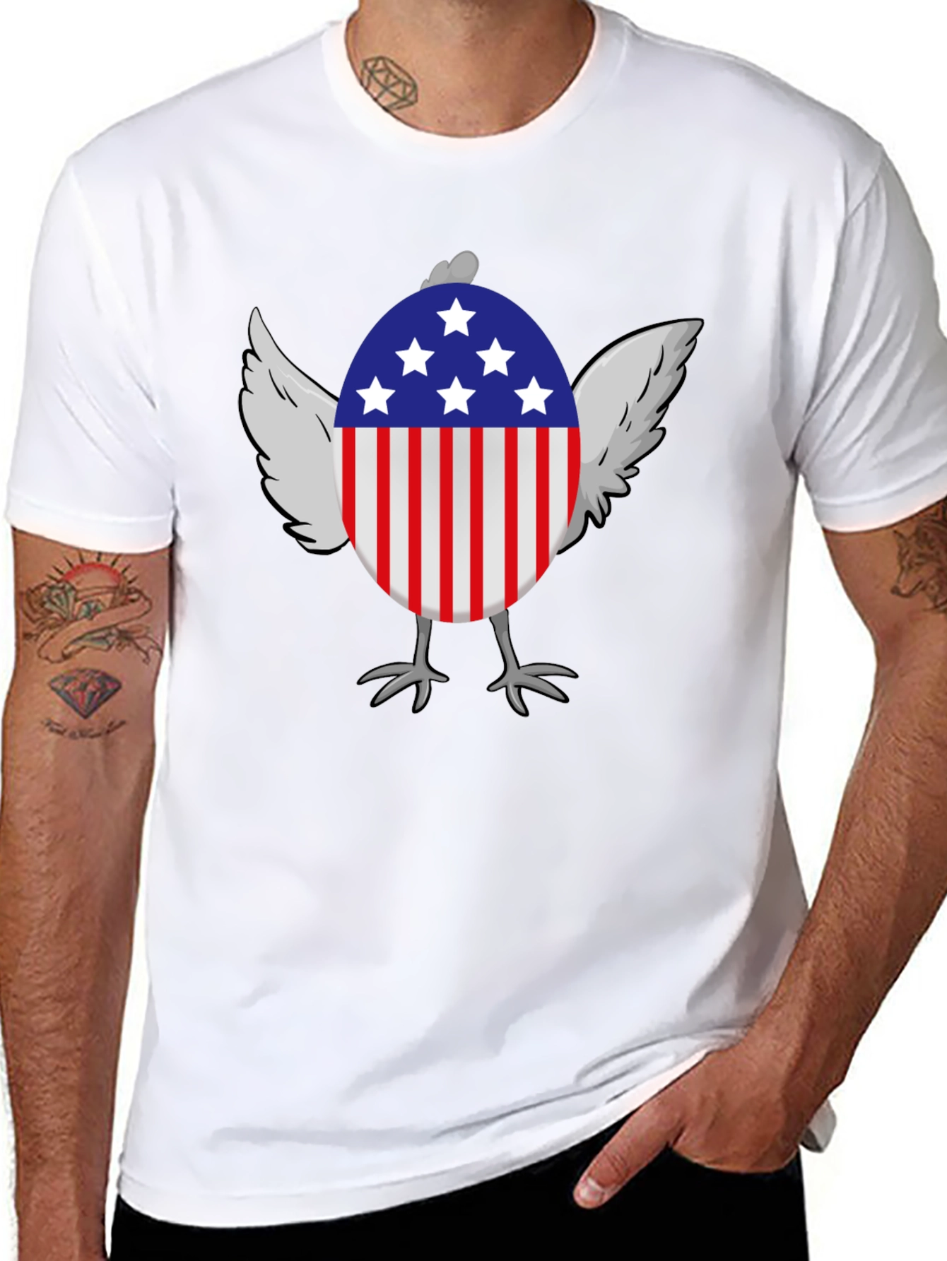 American Chicken Patriotic USA Graphic T-Shirt