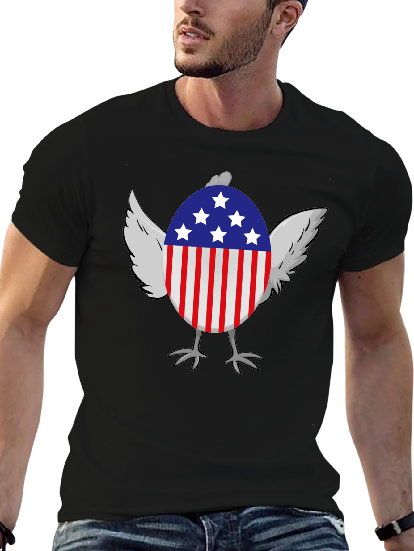 American Chicken Patriotic USA Graphic T-Shirt