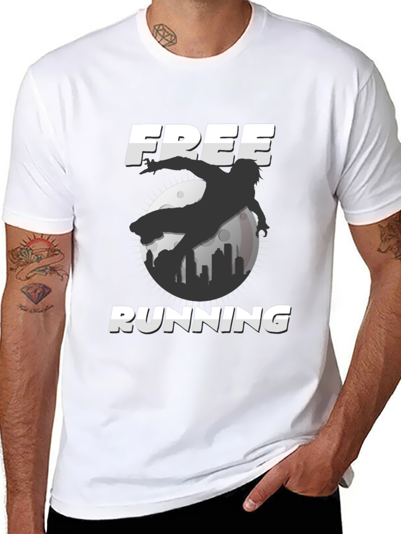 Free Running Graphic Tee - Black Urban Style Shirt