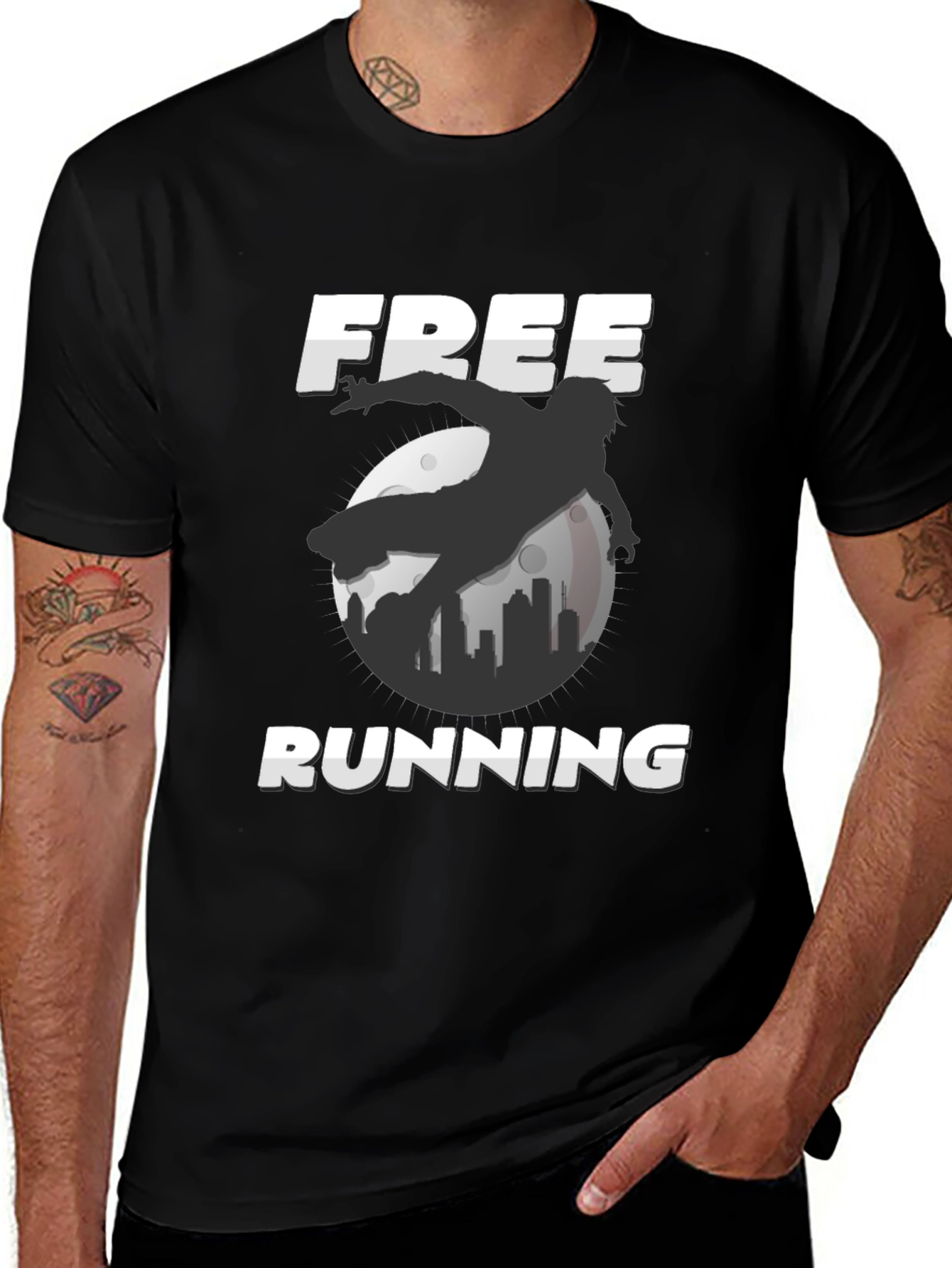 Free Running Graphic Tee - Black Urban Style Shirt