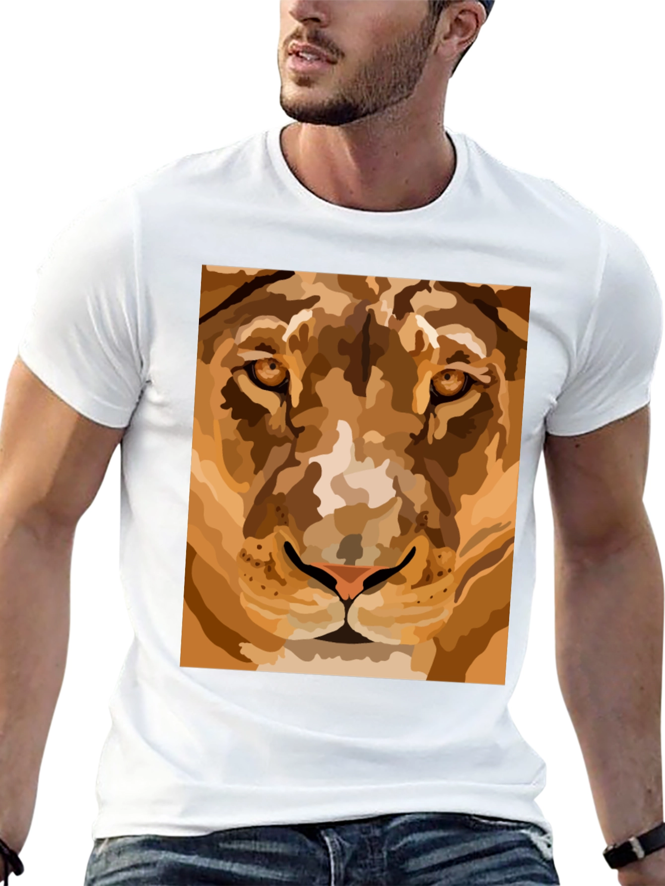 Lion Face Graphic Tee - Mens Black T-Shirt