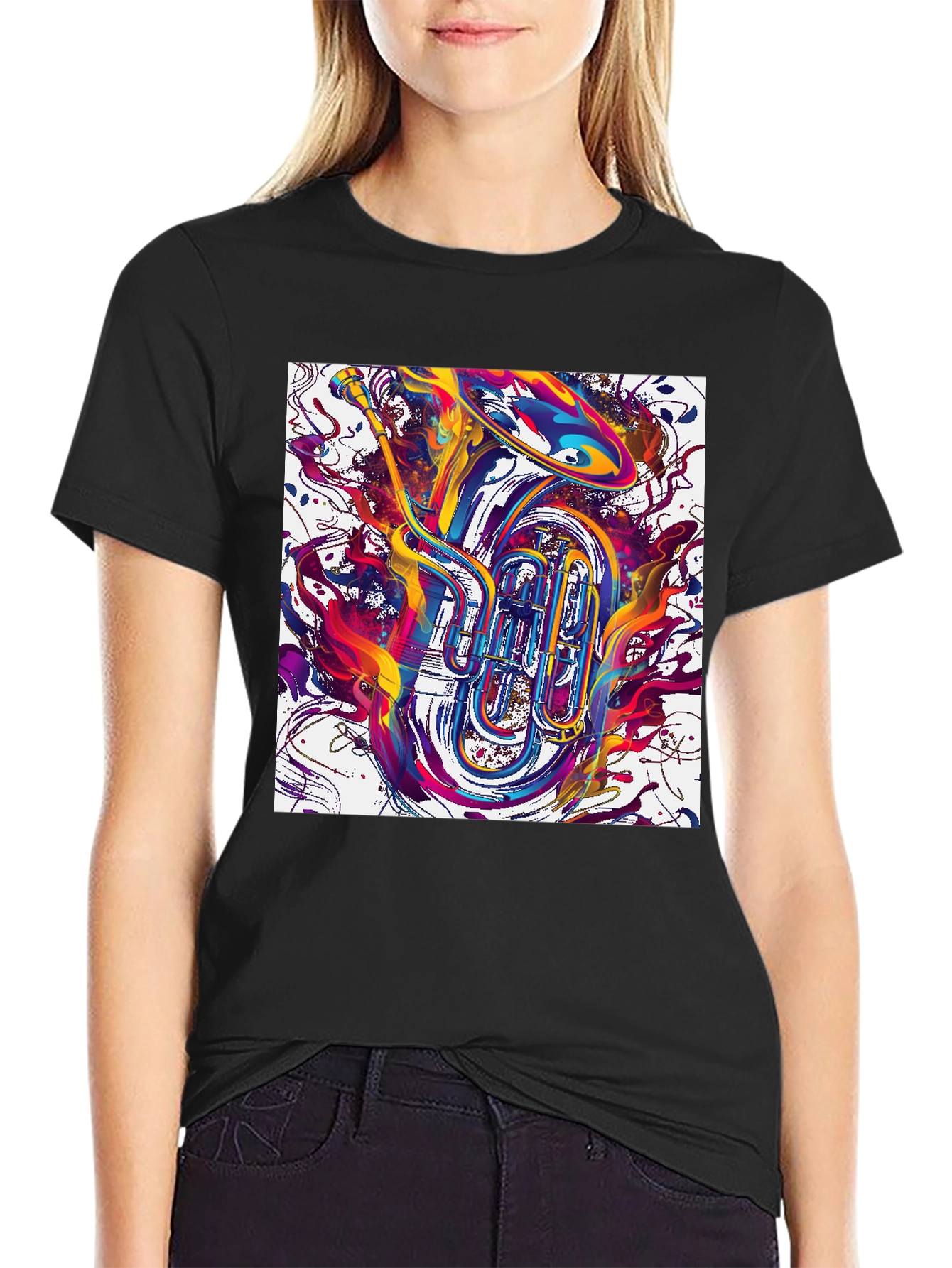 Abstract Tuba Graphic Tee - Bold Music Lover Style