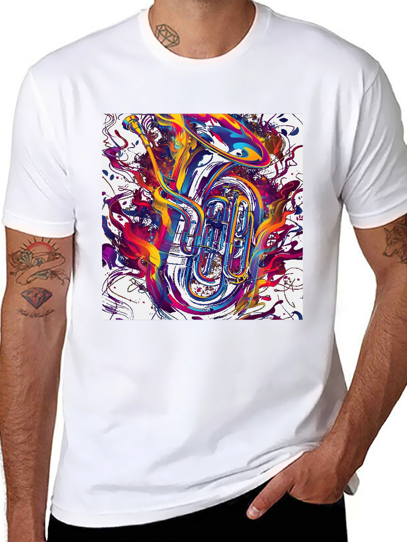 Abstract Tuba Graphic Tee - Bold Music Lover Style