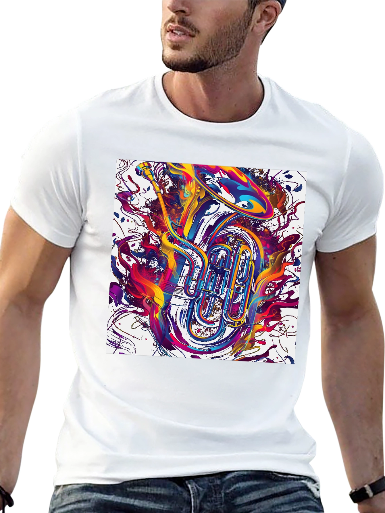 Abstract Tuba Graphic Tee - Bold Music Lover Style