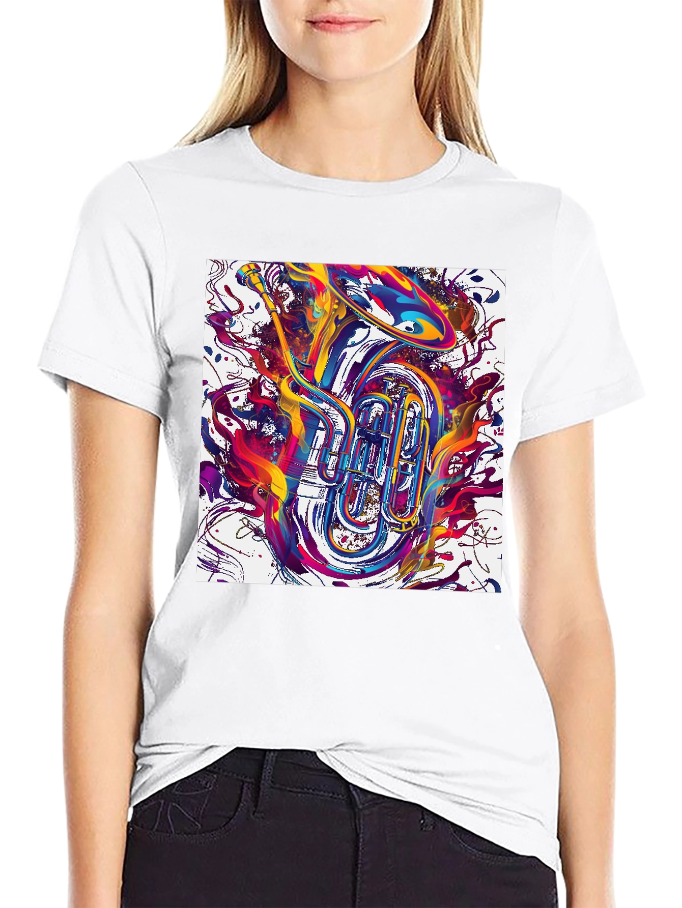Abstract Tuba Graphic Tee - Bold Music Lover Style