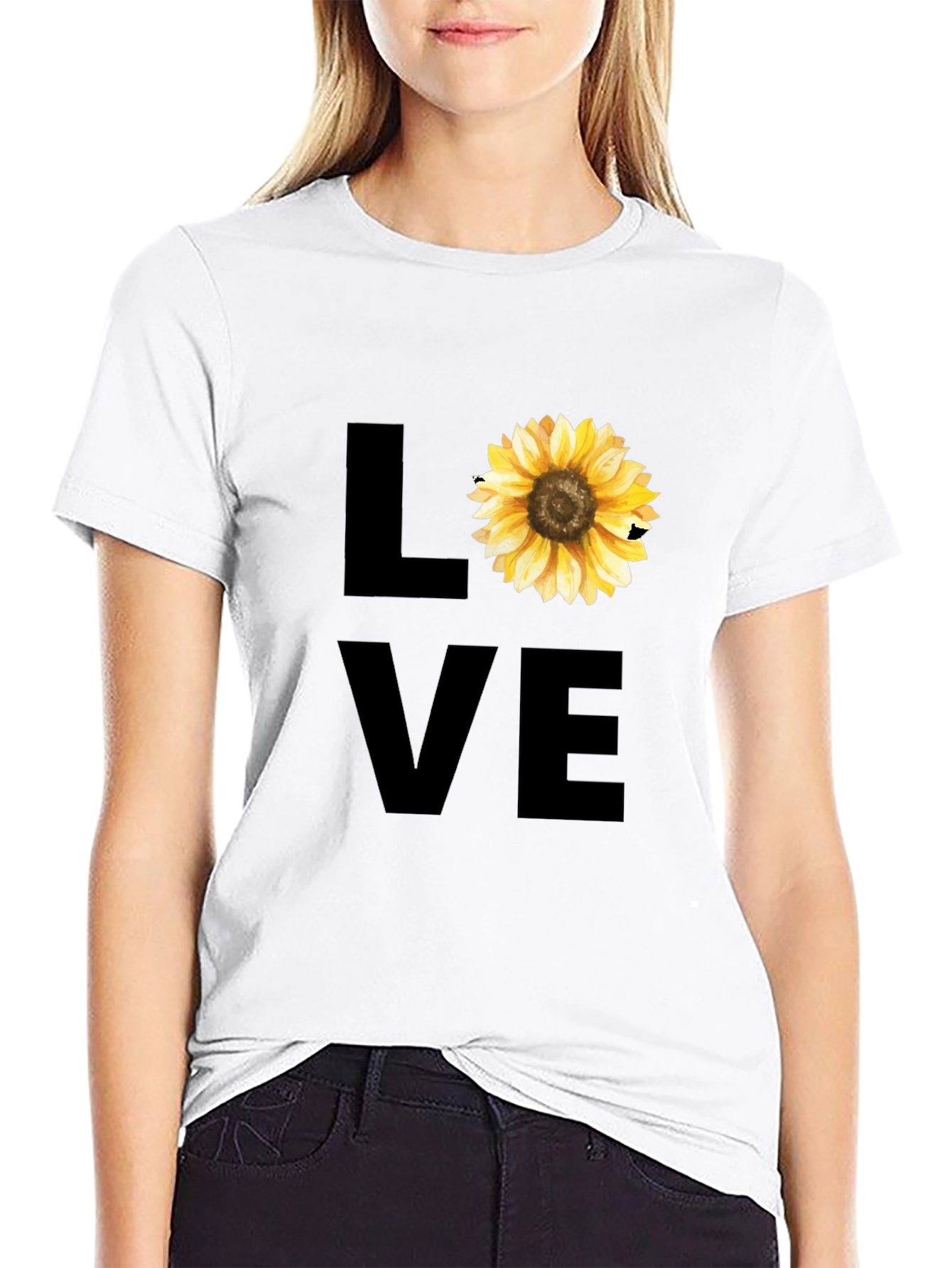 Sunflower Love Graphic Tee - Stylish Black T-Shirt