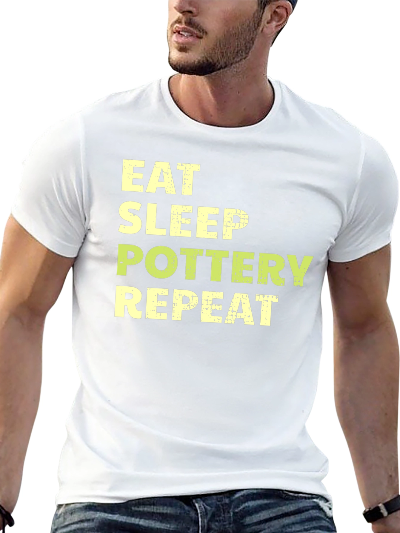 Eat Sleep Pottery Repeat T-Shirt Black Graphic Tee