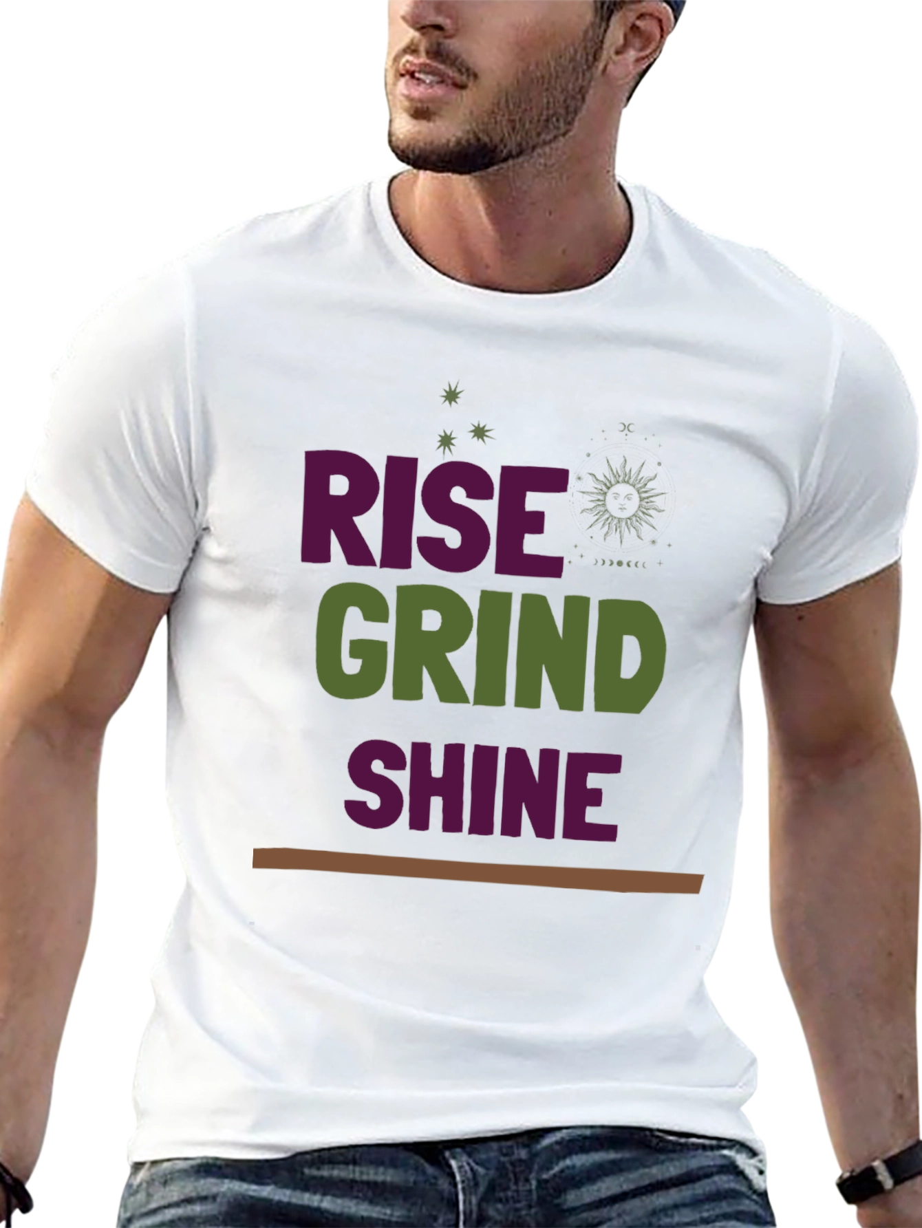 Rise Grind Shine Graphic Tee - Motivational Black T-Shirt