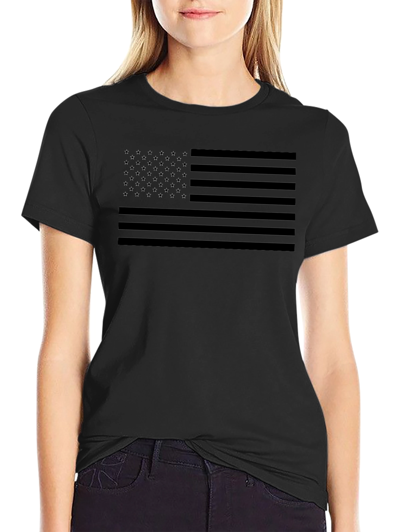 American Flag Blackout T-Shirt - Patriotic Stealth Design