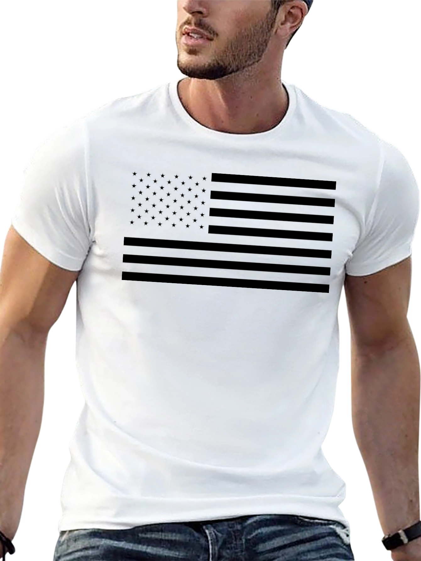 American Flag Blackout T-Shirt - Patriotic Stealth Design