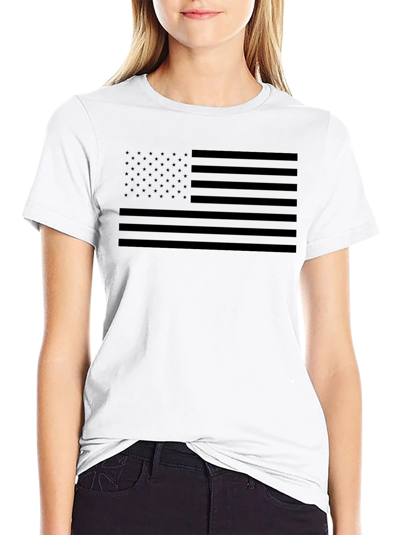 American Flag Blackout T-Shirt - Patriotic Stealth Design