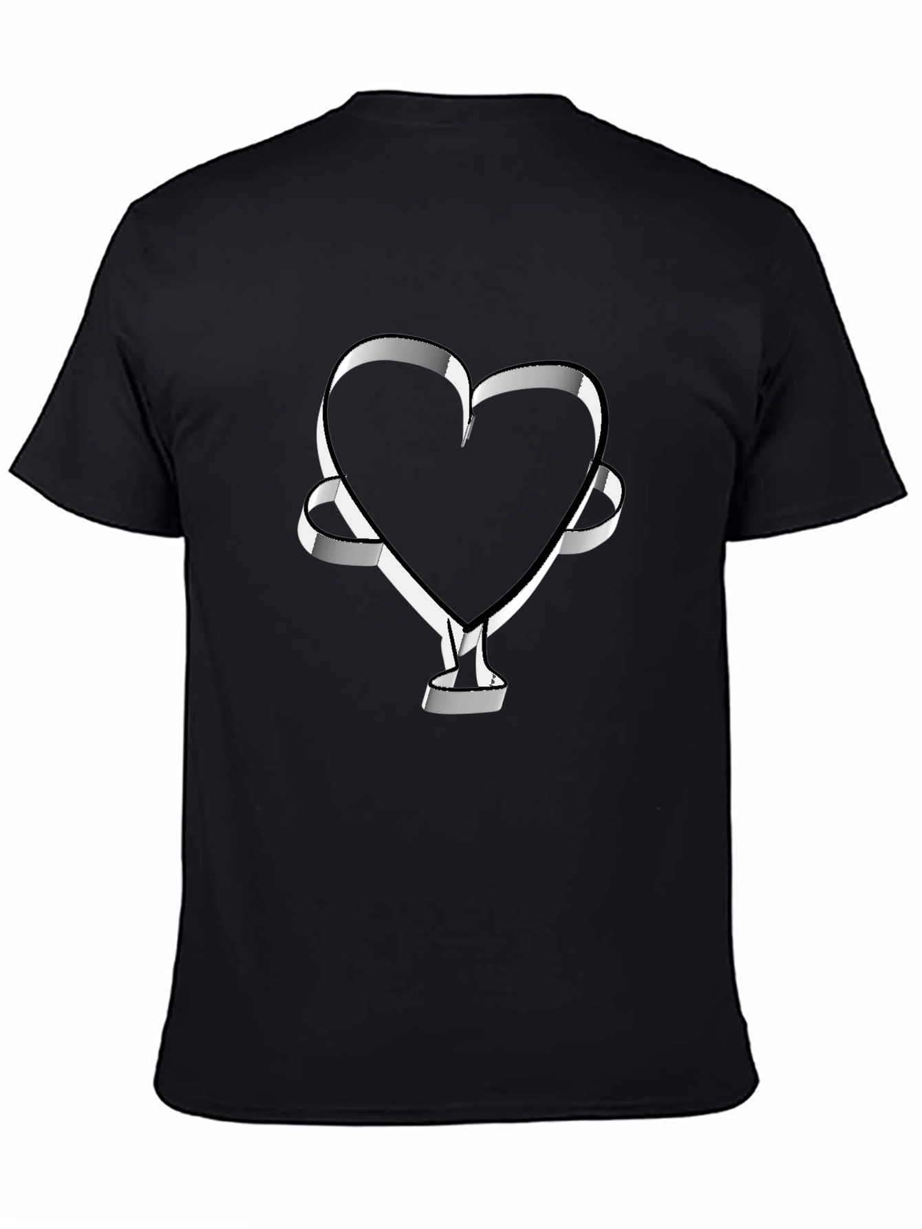 Abstract Heart Ribbon Black T-Shirt